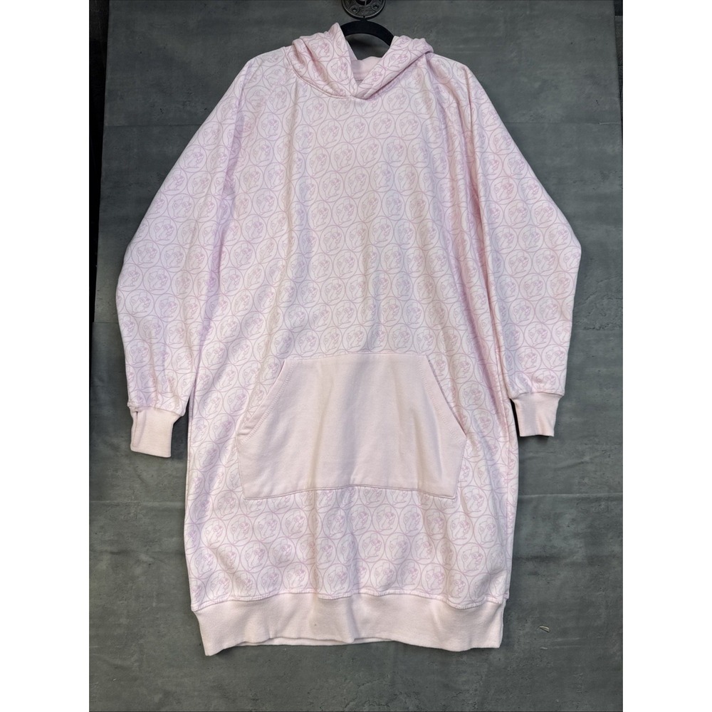 Buc-ee's pink extra-long hoodie All Over Beaver Pattern Kangaroo Pocket L/XL